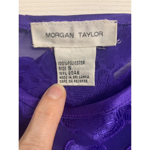 Morgan Taylor Purple Sheer Floral Slip Dress Size S Midi - Picture 6 of 6